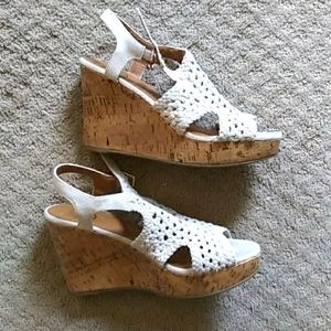 Macrame & cork wedge platform sandals sz 9
